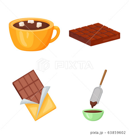 Vector design of cocoa and beans symbol. Set of cocoa and sweetness stock vector illustration. Vector design of cocoa and beans symbol. Set of cocoa and sweetness stock vector illustration. 63859602