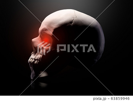 Model of the human skull with red eyes isolated on 63859946