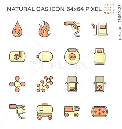 Natural gas and vehicle vector icon set design, 63860123