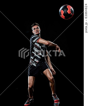 caucasian young handball player man isolated black background 63864824