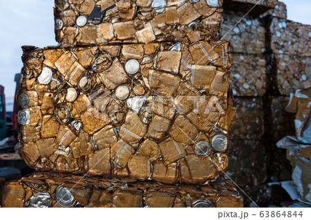 Detail of a block of rusty compacted cans Detail of a block of rusty compacted cans 63864844