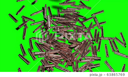 Shell Casings Falling Down On Green Screen 3d のイラスト素材