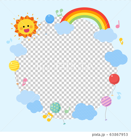 空圈框架彩虹雲氣球 插圖素材 圖庫