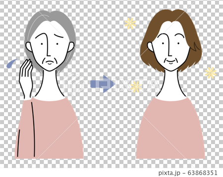 ヘアスタイルによる見た目の変化/シニア女性 ヘアスタイルによる見た目の変化/シニア女性 63868351