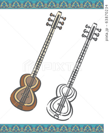 アラブ民族楽器、タールのイラスト素材 アラブ民族楽器、タールのイラスト素材 63870234