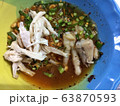 Top view Chicken noodle soup 63870593