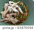 Top view Chicken noodle soup 63870594