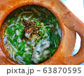 Top view Chicken noodle soup 63870595