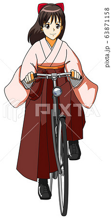 ハイカラ娘 自転車に乗るのイラスト素材