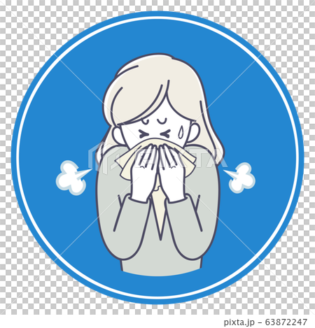 Icon of a woman coughing her mouth with a handkerchief Icon of a woman coughing her mouth with a handkerchief 63872247