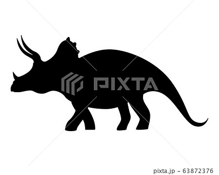 Triceratops Dinosaur Silhouette Isolated On Whiteのイラスト素材