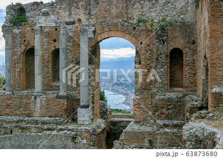 Ruins of ancient Greek theatre in Taormina, 63873680
