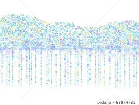 水彩風あじさいと雨の背景イラストのイラスト素材