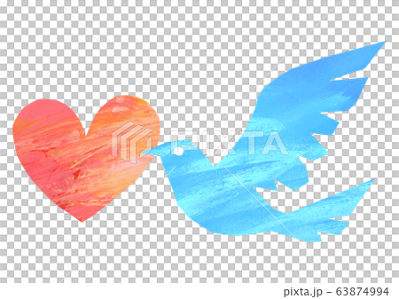 Happy blue bird illustration heart Happy blue bird illustration heart 63874994