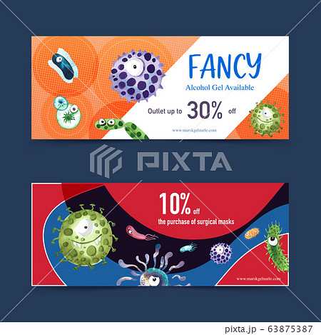 cartoon style virus twitter ad design with 63875387