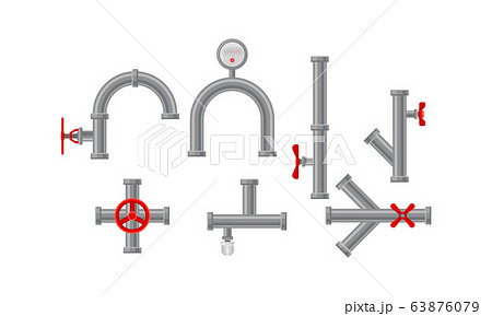 Pipe Fitting or Adapters with Valves Isolated on White Background Vector Set Pipe Fitting or Adapters with Valves Isolated on White Background Vector Set 63876079
