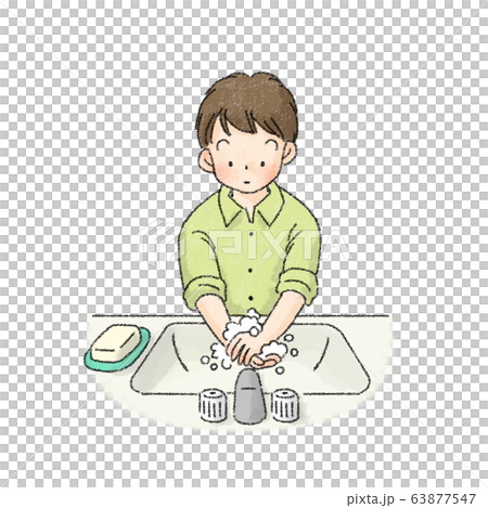 手を洗う人（男子学生） 63877547
