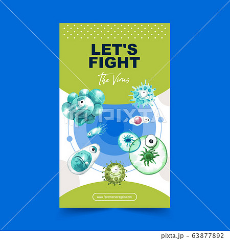 Virus poster design with bacillus, coronavirus 63877892