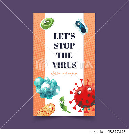 Virus poster design with watercolor painting of Virus poster design with watercolor painting of 63877893