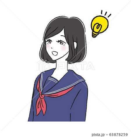 女子高生 ひらめき なるほどのイラスト素材