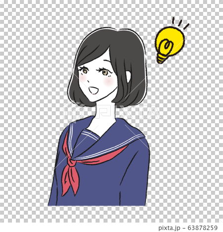 女子高生 ひらめき なるほどのイラスト素材