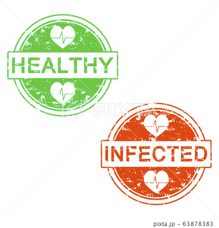 Healthy and infected rubber stamp Healthy and infected rubber stamp 63878383