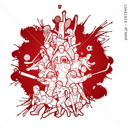 Sports Mix Sport players action cartoon graphic vector 63878407