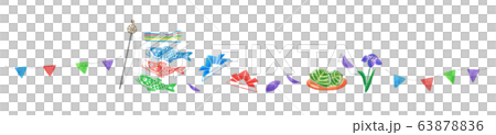 こどもの日 ライン 色鉛筆画のイラスト素材