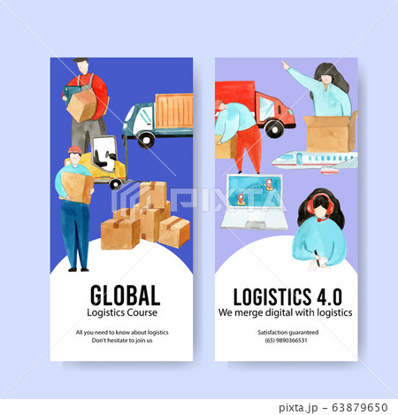 Logistics flyer design with box, plane, car, Logistics flyer design with box, plane, car, 63879650