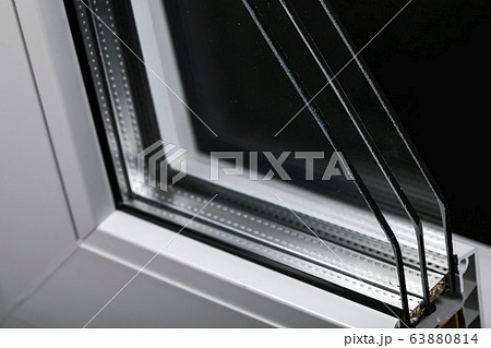 Plastic window profile with triple glazing 63880814