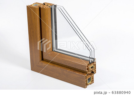 Plastic window profile with triple glazing Plastic window profile with triple glazing 63880940