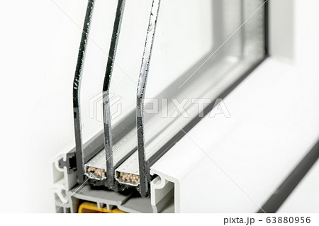 Plastic window profile with triple glazing Plastic window profile with triple glazing 63880956