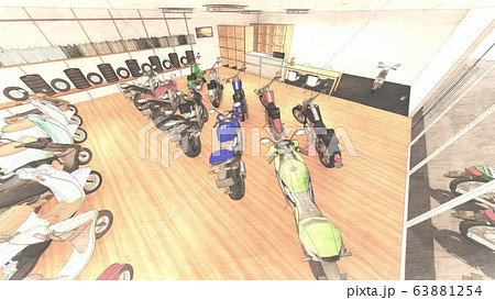 バイク屋 人なし イラスト75 バイク屋 人なし イラスト75 63881254