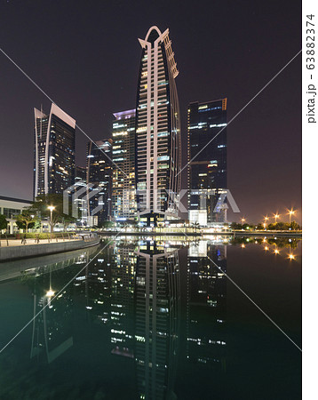 View from Lake to Skyscrapers, Emirates, Dubai, Jumeirah Lakes Towers, Dec.2017 63882374