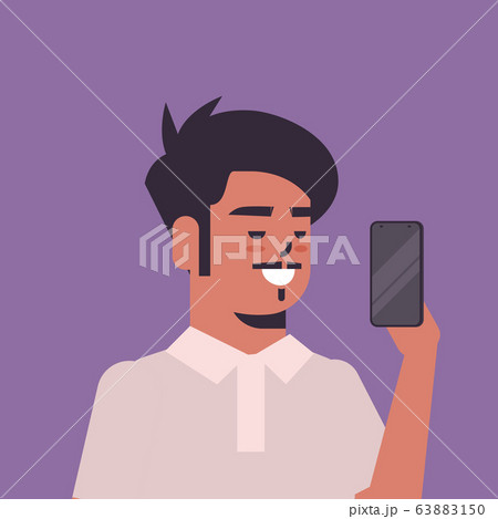 indian man taking selfie photo on smartphone camera smiling male cartoon character portrait indian man taking selfie photo on smartphone camera smiling male cartoon character portrait 63883150