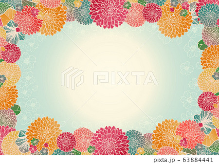 レトロで豪華な和柄の背景素材 和風 日本 花柄 結婚式 年賀状素材のイラスト素材