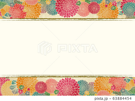 レトロで豪華な和柄の背景素材 金色 和風 日本 花柄 結婚式 年賀状素材のイラスト素材 レトロで豪華な和柄の背景素材 金色 和風 日本 花柄 結婚式 年賀状素材のイラスト素材