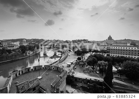 Rome, Italy - 2020 without people. View from above. 63885324