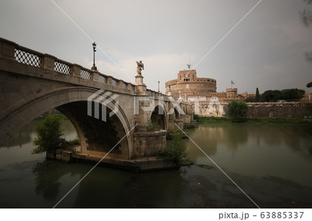 Rome, Italy - 2020. StAngelo Bridge without people. Rome, Italy - 2020. StAngelo Bridge without people. 63885337