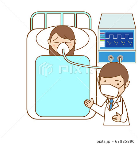 医師と患者と人工呼吸器のイラスト素材 6350