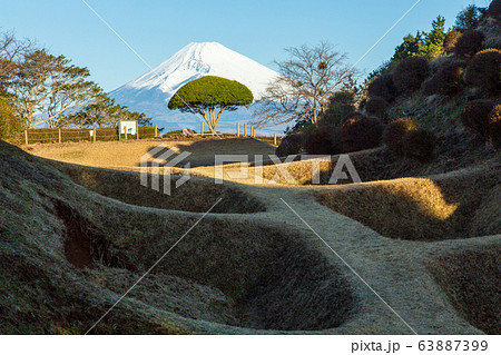 山中城跡公園から朝の富士山 63887399