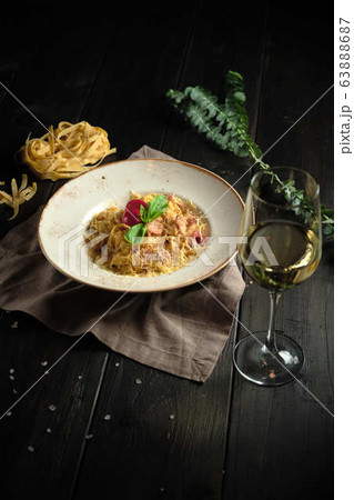 Carbonara pasta . catering menu 63888687