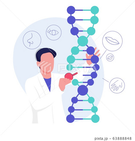 Genetic research science. A scientist experimenting with DNA. Technology and biology concept. Vector 63888848