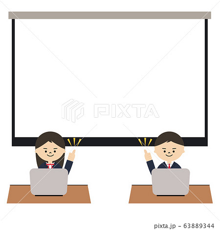 学生 プレゼンテーション グッドサイン 男女のイラスト素材 6344