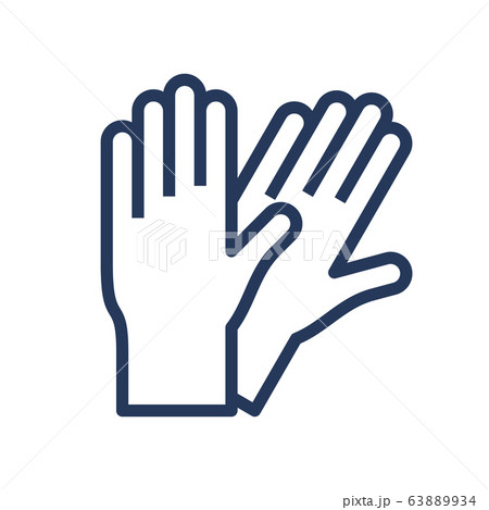 Pair of rubber gloves line, outline icon. 63889934