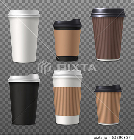 Set of isolated paper or plastic coffee cup Set of isolated paper or plastic coffee cup 63890357