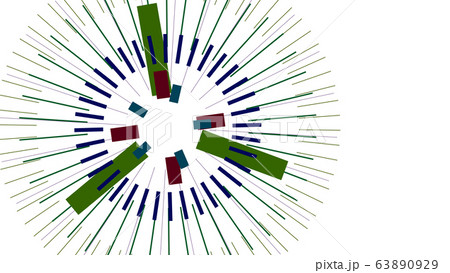 CGジオメトリック　放射状に広がる長方形と線のジオメトリック背景 63890929