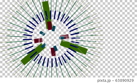 CGジオメトリック　放射状に広がる長方形と線のジオメトリック背景 63890929