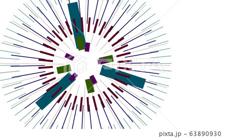 CGジオメトリック　放射状に広がる長方形と線のジオメトリック背景 63890930