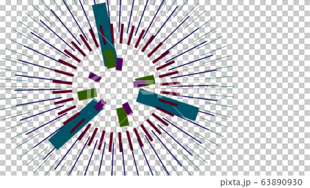 CGジオメトリック　放射状に広がる長方形と線のジオメトリック背景 63890930
